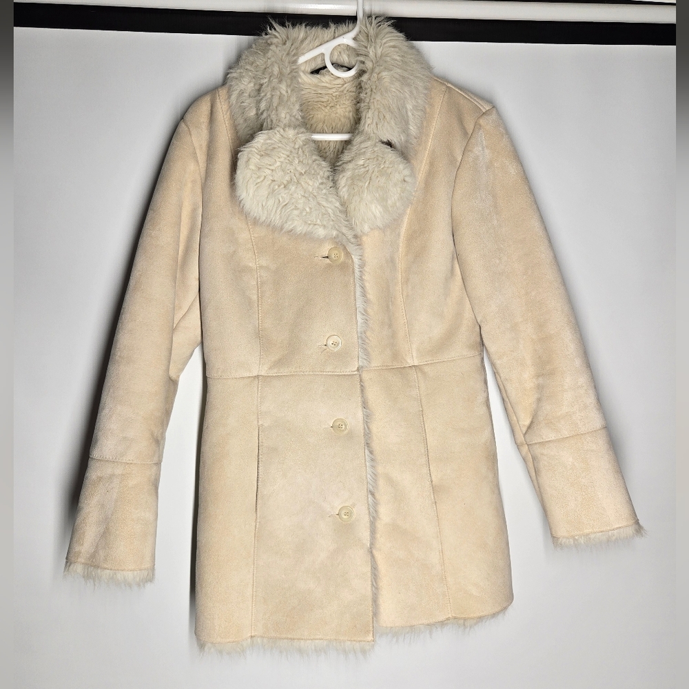 Mix It Elegant Cream Faux-Fur Long Coat